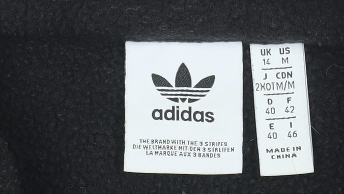 Adidas Womens Black Fleece 1/4 Zip Pullover Sweatshirt Size 14