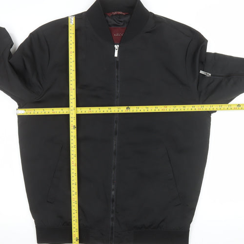 ZARA Man Black Bomber Jacket Men's M Regular Fit Polyester Zip Up