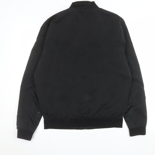 ZARA Man Black Bomber Jacket Men's M Regular Fit Polyester Zip Up