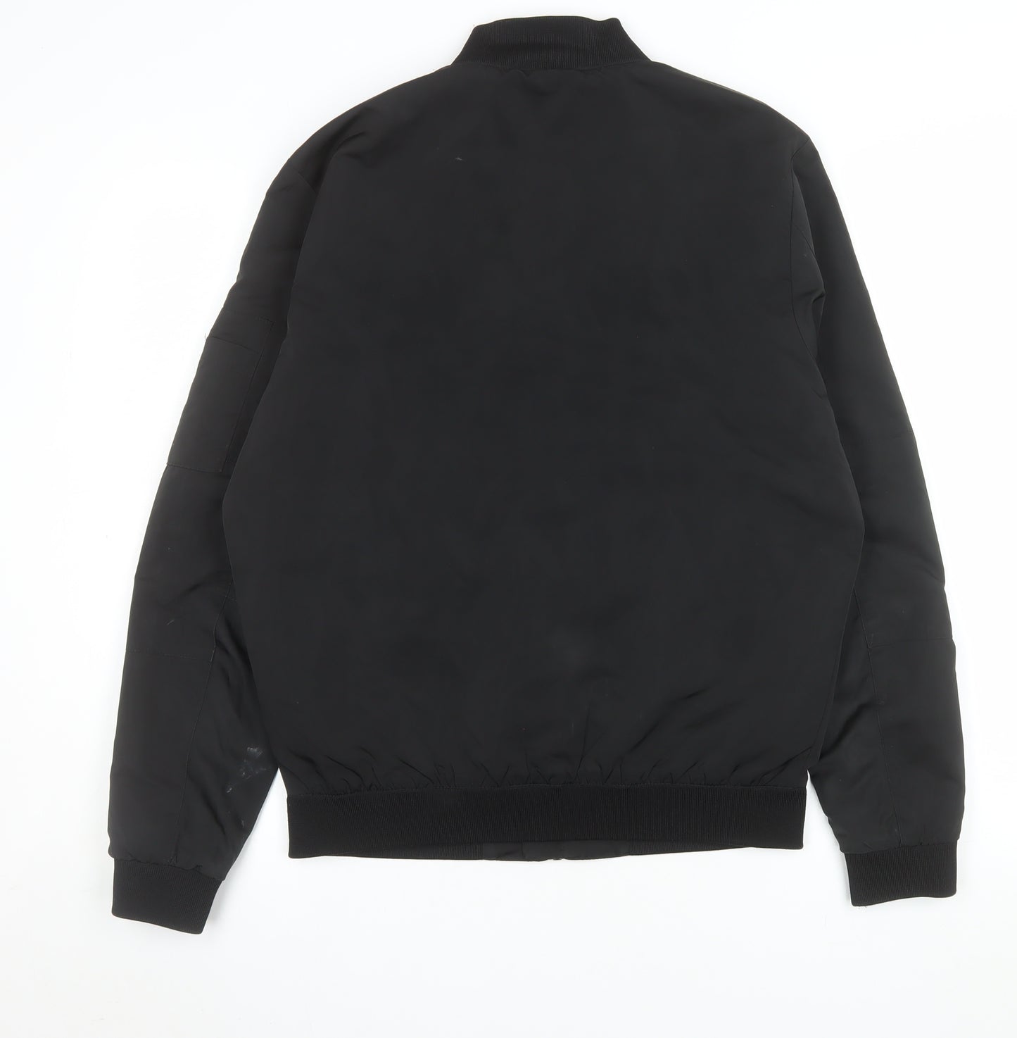 ZARA Man Black Bomber Jacket Men's M Regular Fit Polyester Zip Up