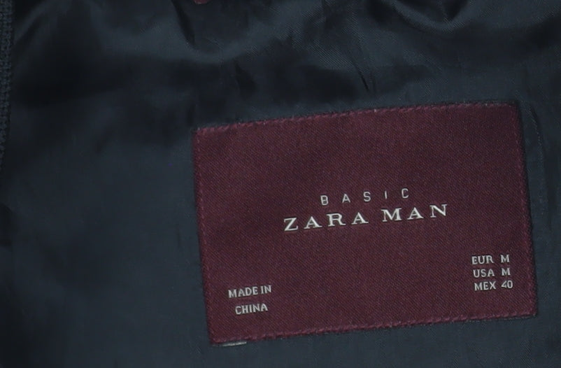 ZARA Man Black Bomber Jacket Men's M Regular Fit Polyester Zip Up