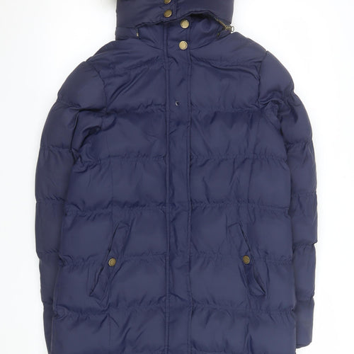 Brave Soul Women's Blue Long Puffer Coat Hooded Size 10