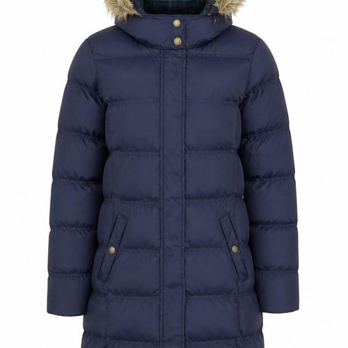 Brave Soul Women's Blue Long Puffer Coat Hooded Size 10