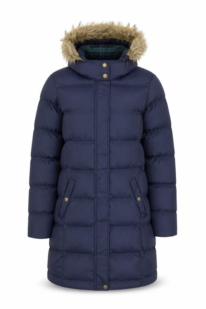 Brave Soul Women's Blue Long Puffer Coat Hooded Size 10