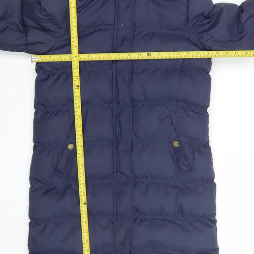 Brave Soul Women's Blue Long Puffer Coat Hooded Size 10