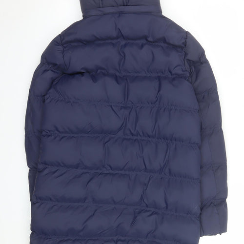Brave Soul Women's Blue Long Puffer Coat Hooded Size 10