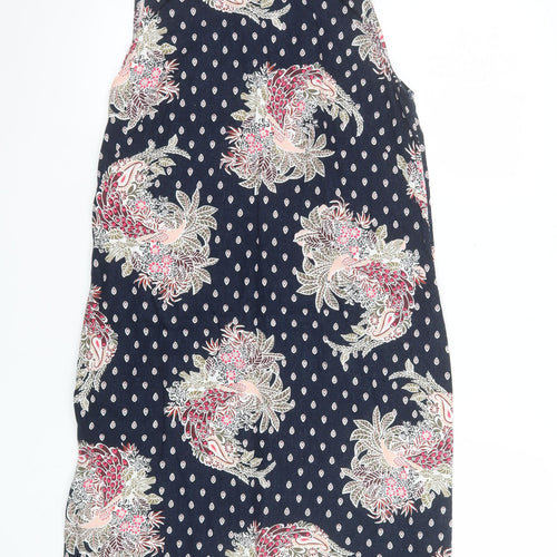 Marks and Spencer Womens Blue Floral Shift Dress Size 10 Linen Blend