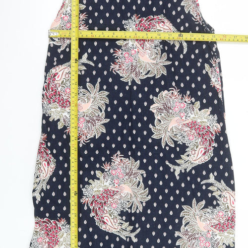 Marks and Spencer Womens Blue Floral Shift Dress Size 10 Linen Blend