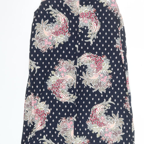 Marks and Spencer Womens Blue Floral Shift Dress Size 10 Linen Blend