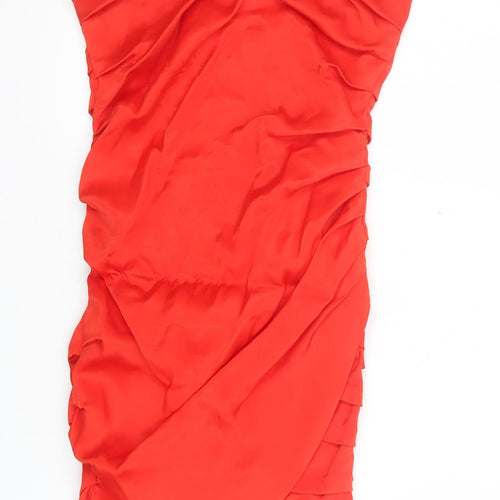 Zara Women's Red Strapless Ruched Bodycon Short Dress XS