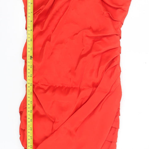 Zara Women's Red Strapless Ruched Bodycon Short Dress XS