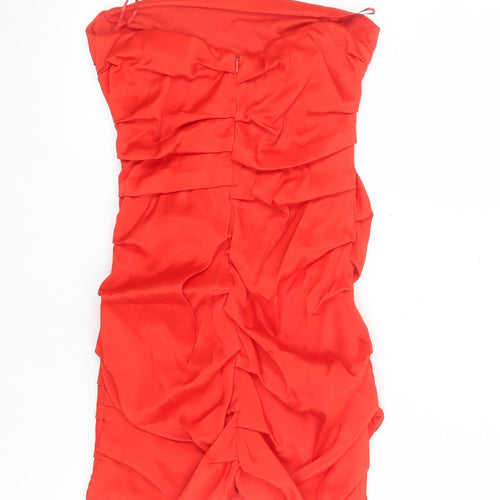 Zara Women's Red Strapless Ruched Bodycon Short Dress XS