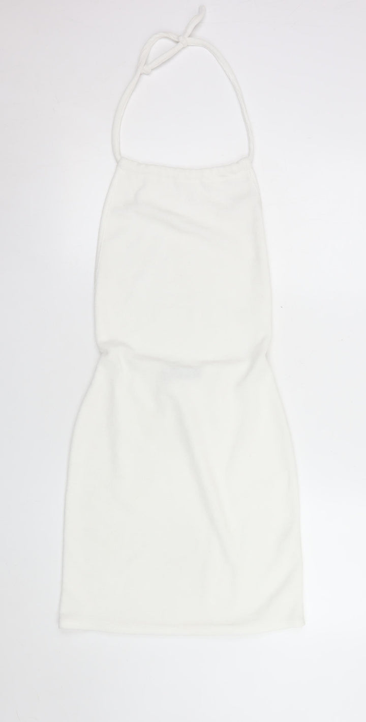 PrettyLittleThing Womens White Halter Bodycon Dress Size 12