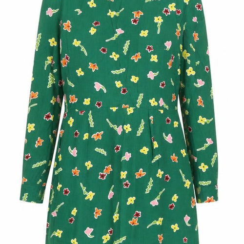 Oliver Bonas Women's Green Floral Viscose Shift Dress Size 10