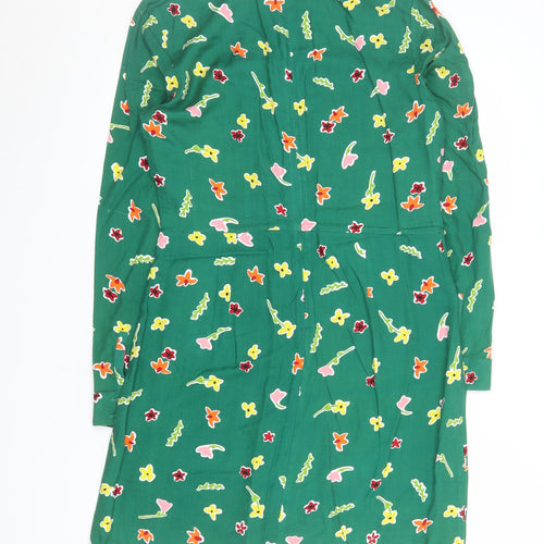 Oliver Bonas Women's Green Floral Viscose Shift Dress Size 10