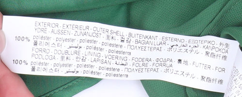 ZARA Women Green Satin Wrap Short Dress Long Sleeve Size S