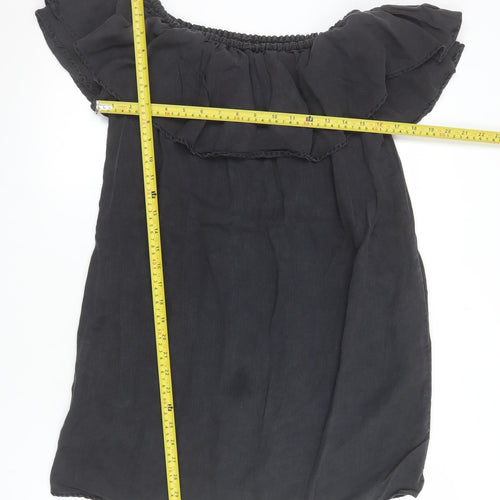 Zara Women Black Size 8 Off Shoulder Ruffle Short Dress
