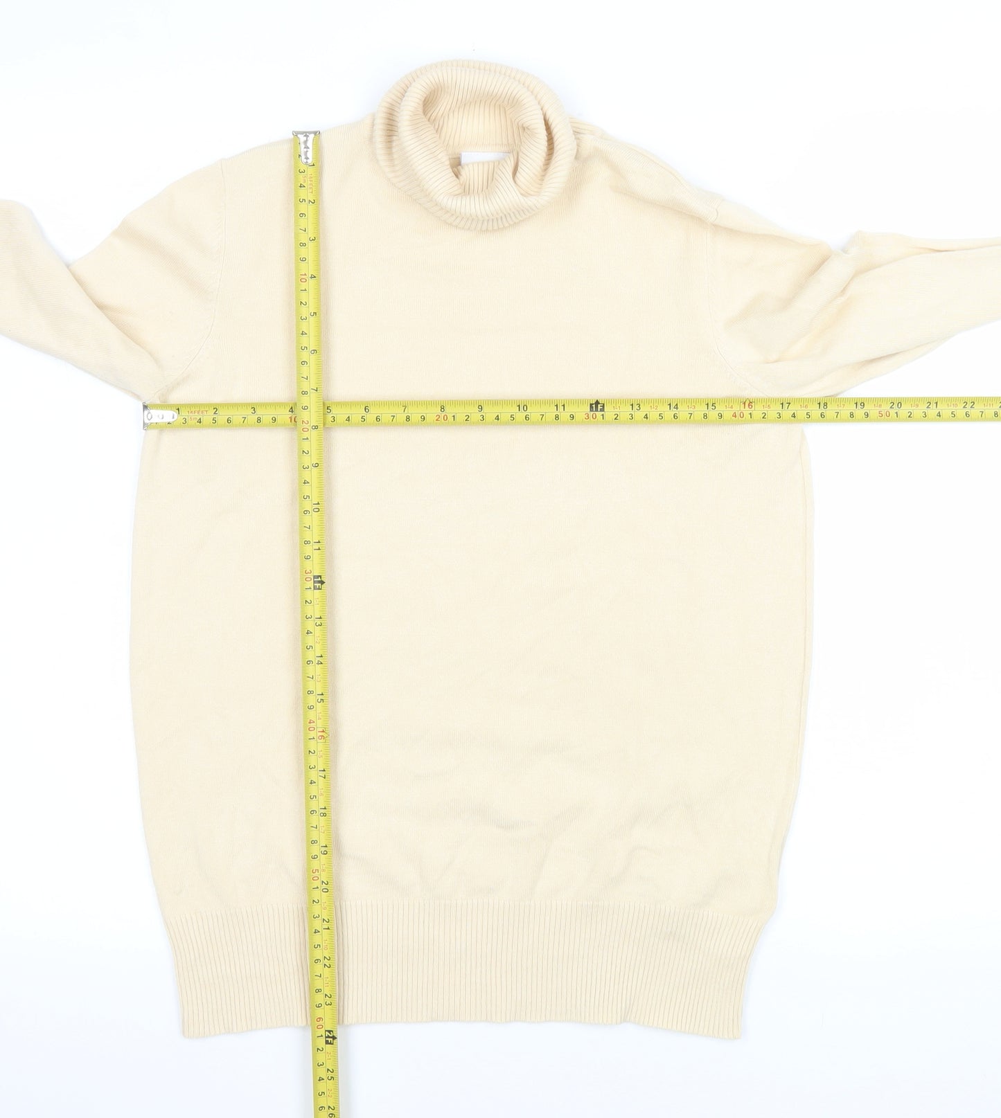 Saint Tropez Womens Beige Roll Neck Long Sleeve Pullover Jumper L