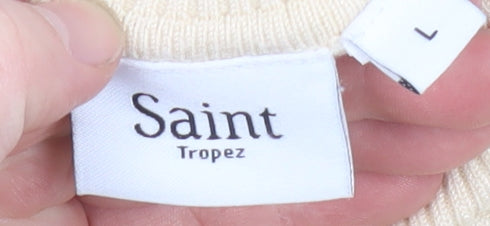 Saint Tropez Womens Beige Roll Neck Long Sleeve Pullover Jumper L