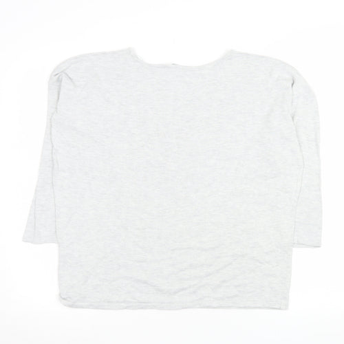 Bonmarché Women's Grey Embroidered 3/4 Sleeve T-Shirt Size 18