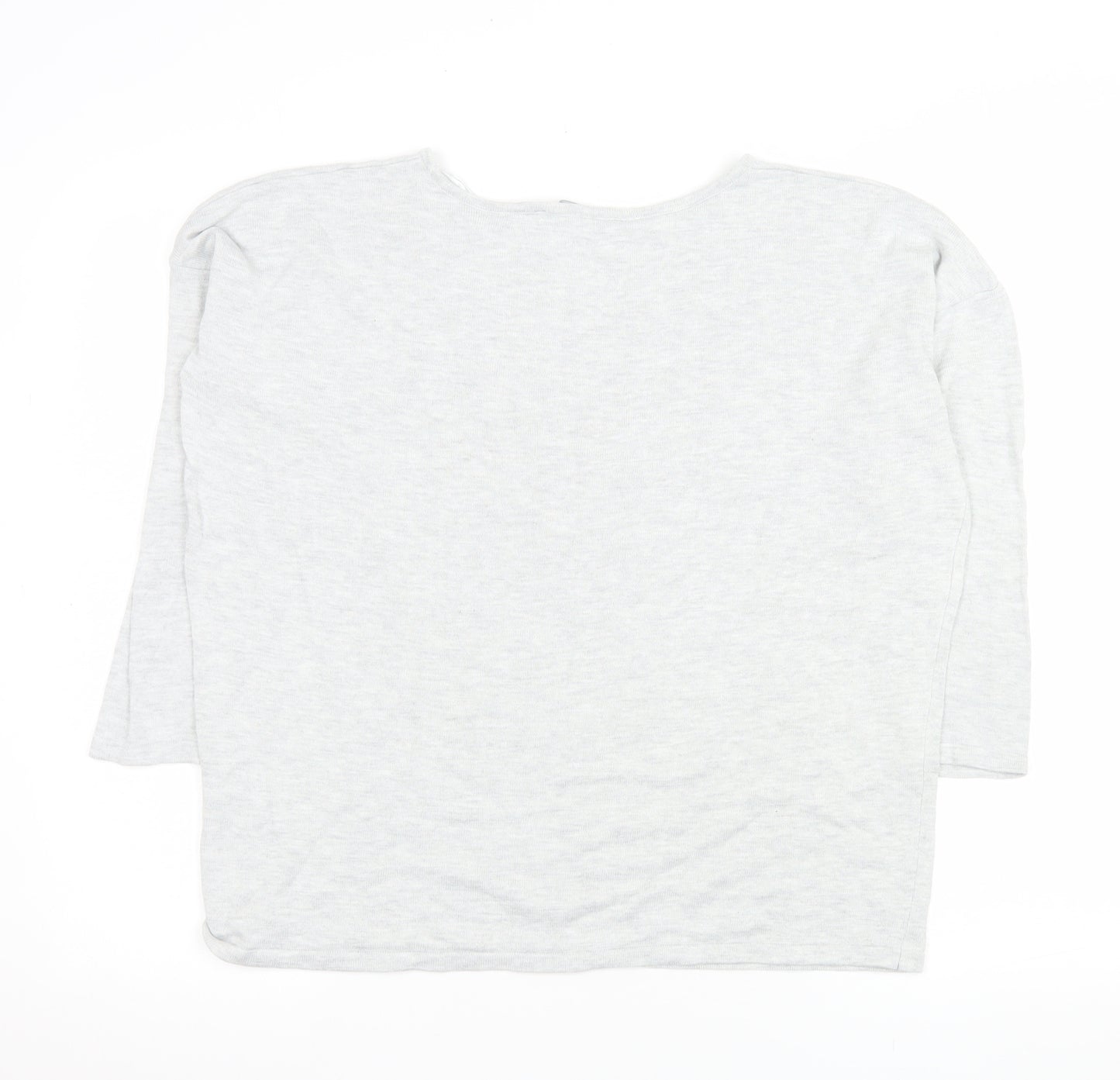 Bonmarché Women's Grey Embroidered 3/4 Sleeve T-Shirt Size 18
