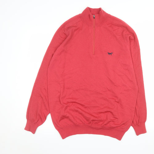Wolsey Men’s Red Merino Wool 1/2 Zip High Neck Jumper Size L