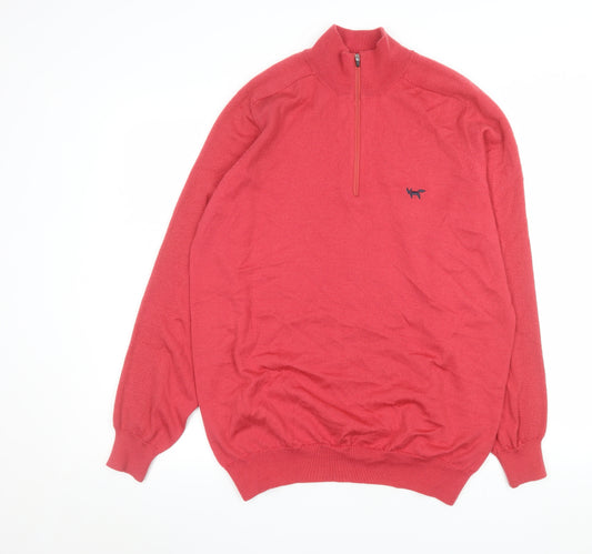 Wolsey Men’s Red Merino Wool 1/2 Zip High Neck Jumper Size L
