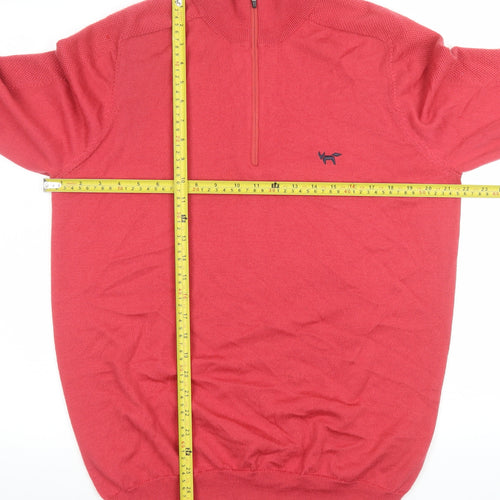 Wolsey Men’s Red Merino Wool 1/2 Zip High Neck Jumper Size L