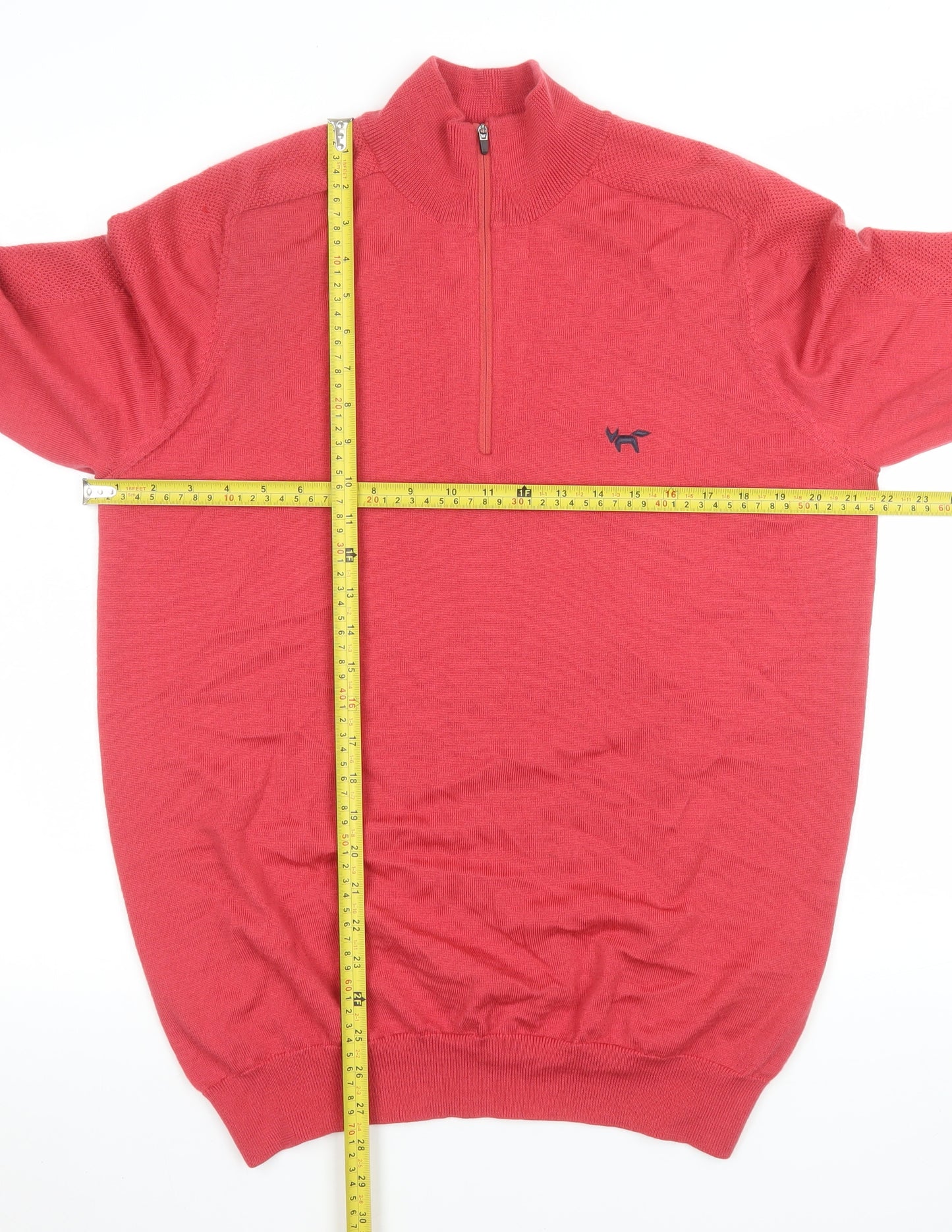 Wolsey Men’s Red Merino Wool 1/2 Zip High Neck Jumper Size L