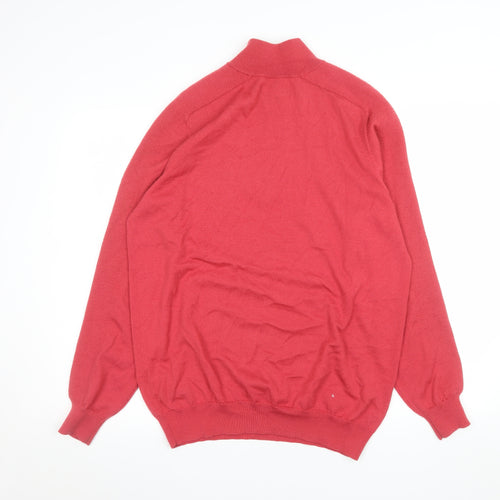 Wolsey Men’s Red Merino Wool 1/2 Zip High Neck Jumper Size L