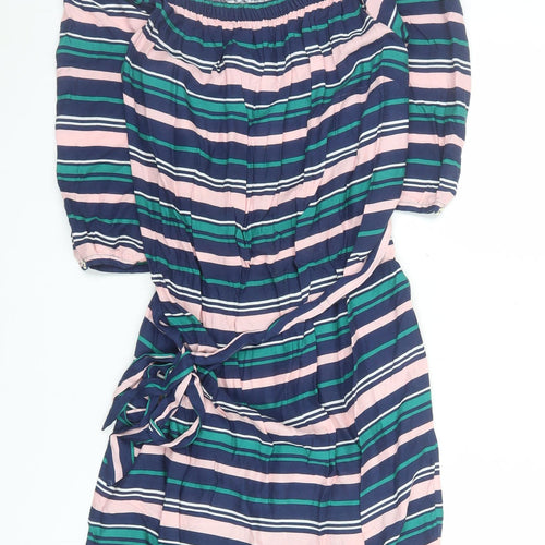 Miss Selfridge Women’s Multicoloured Off Shoulder Striped Short Dress UK 10