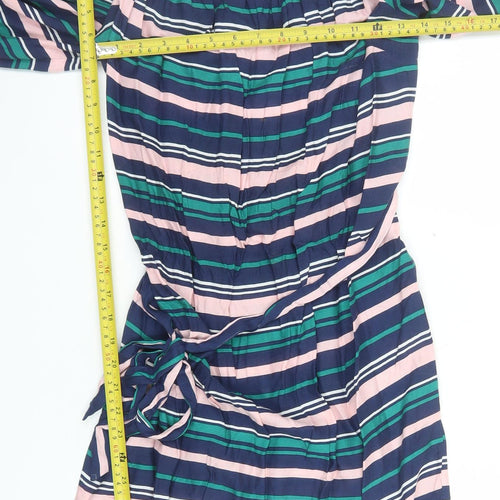 Miss Selfridge Women’s Multicoloured Off Shoulder Striped Short Dress UK 10
