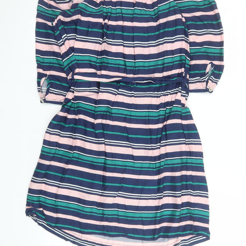 Miss Selfridge Women’s Multicoloured Off Shoulder Striped Short Dress UK 10