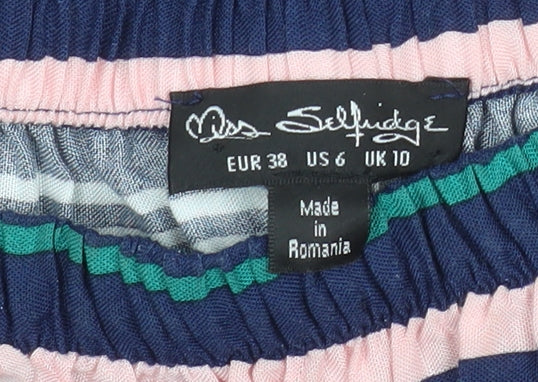 Miss Selfridge Women’s Multicoloured Off Shoulder Striped Short Dress UK 10