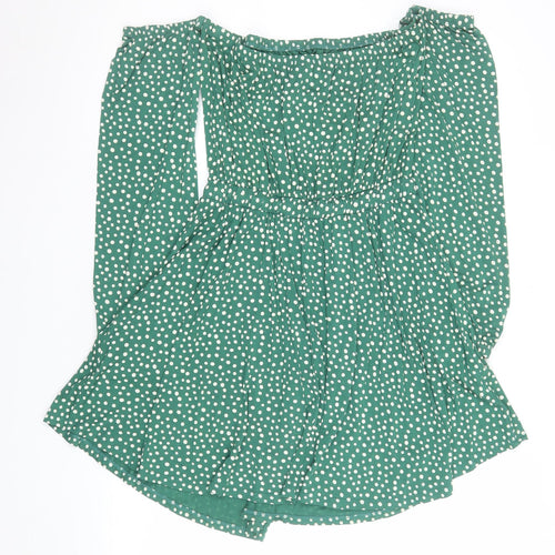 ASOS Women’s Green Polka Dot Off Shoulder Skater Dress Size 10