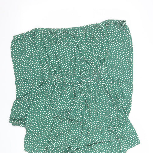 ASOS Women’s Green Polka Dot Off Shoulder Skater Dress Size 10