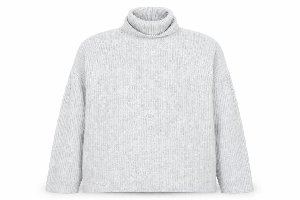 Front view of Friends Like These Women's Grey Roll Neck Knit Jumper M