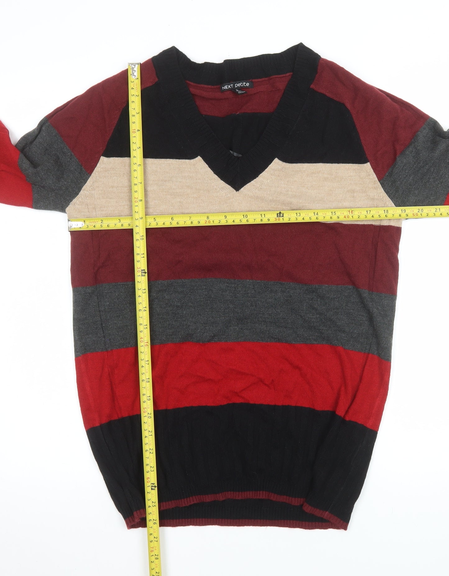 Next Men's Multicoloured Striped V-Neck Jumper Size S