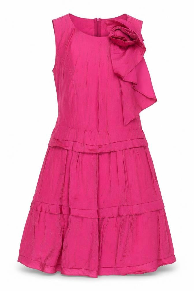 ELAE Women's Pink Knee Length Fit & Flare Sleeveless Party Dress M