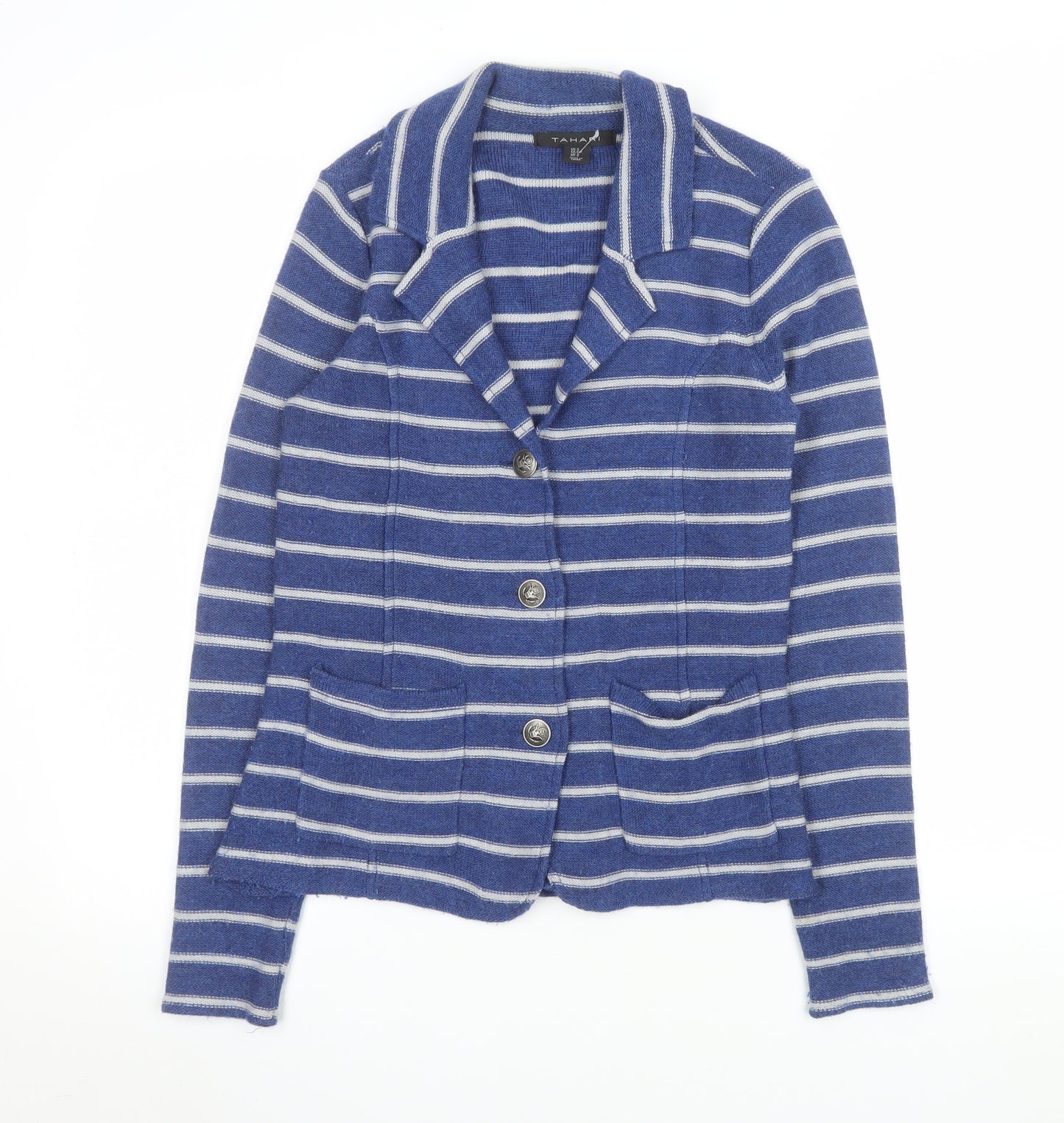 Tahari Women's Blue Striped Single-Breasted Blazer Size S