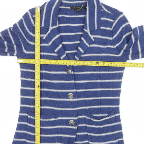 Tahari Women's Blue Striped Single-Breasted Blazer Size S