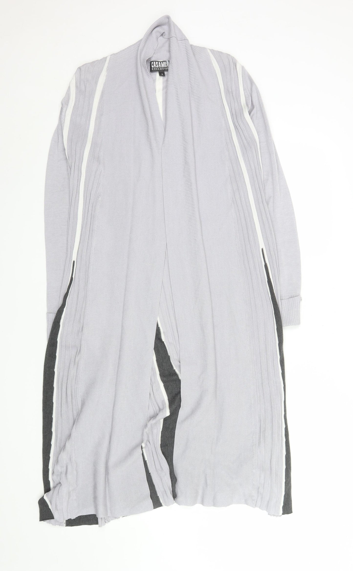 Casamia Exclusive Women’s Grey Long Line Striped Knit Cardigan Size S