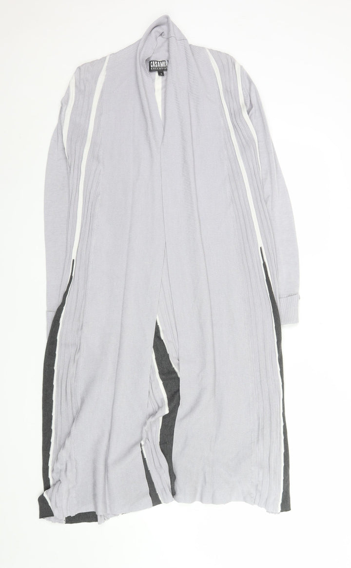 Casamia Exclusive Women’s Grey Long Line Striped Knit Cardigan Size S