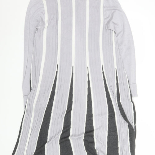 Casamia Exclusive Women’s Grey Long Line Striped Knit Cardigan Size S
