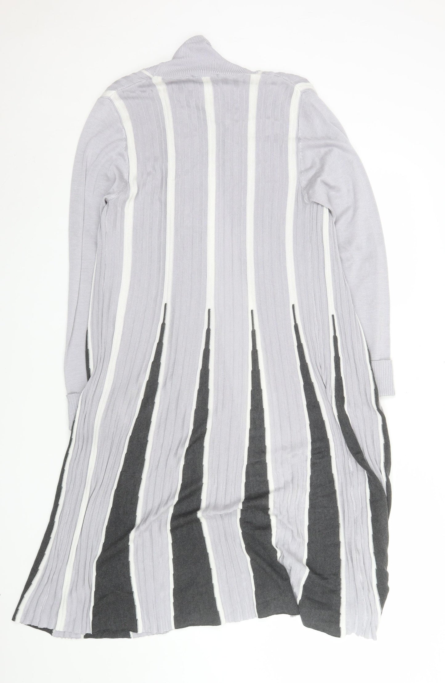 Casamia Exclusive Women’s Grey Long Line Striped Knit Cardigan Size S