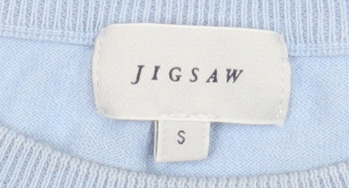 Jigsaw Women's Blue Polka Dot Cotton Crew Neck Jumper Size S