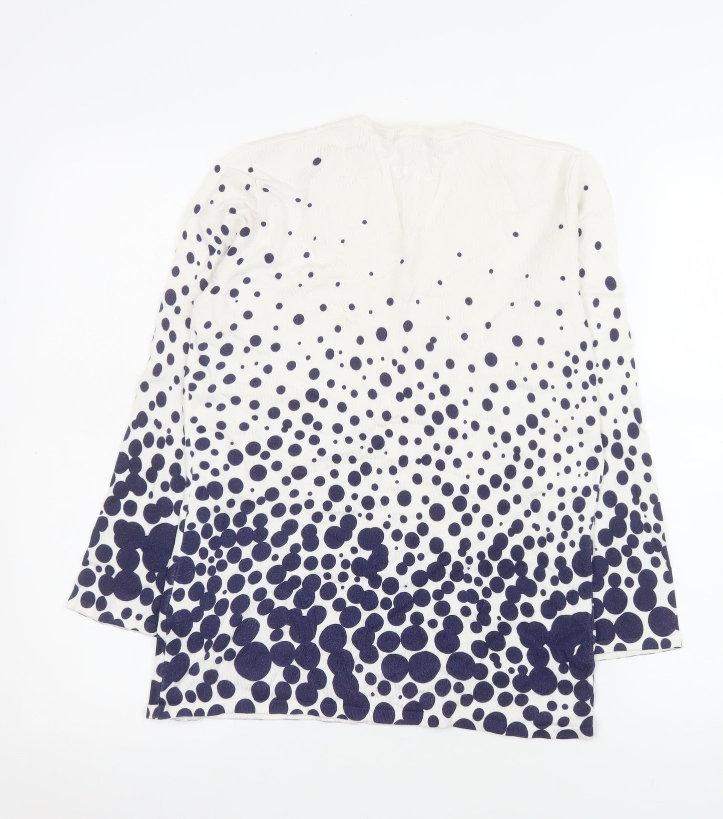 Marble Women White Polka Dot V-Neck Long Sleeve Pullover Jumper Size 10