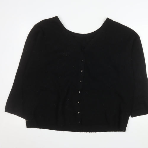 Joules Womens Black V-Neck Button Cardigan Size 18