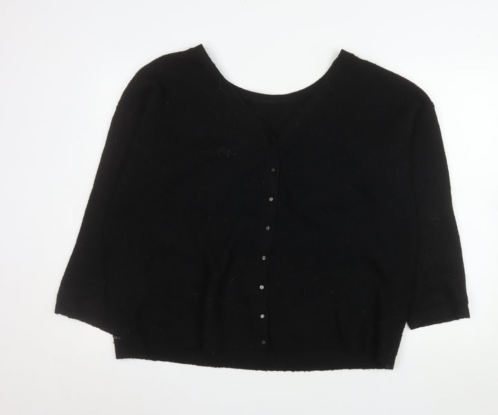 Joules Womens Black V-Neck Button Cardigan Size 18