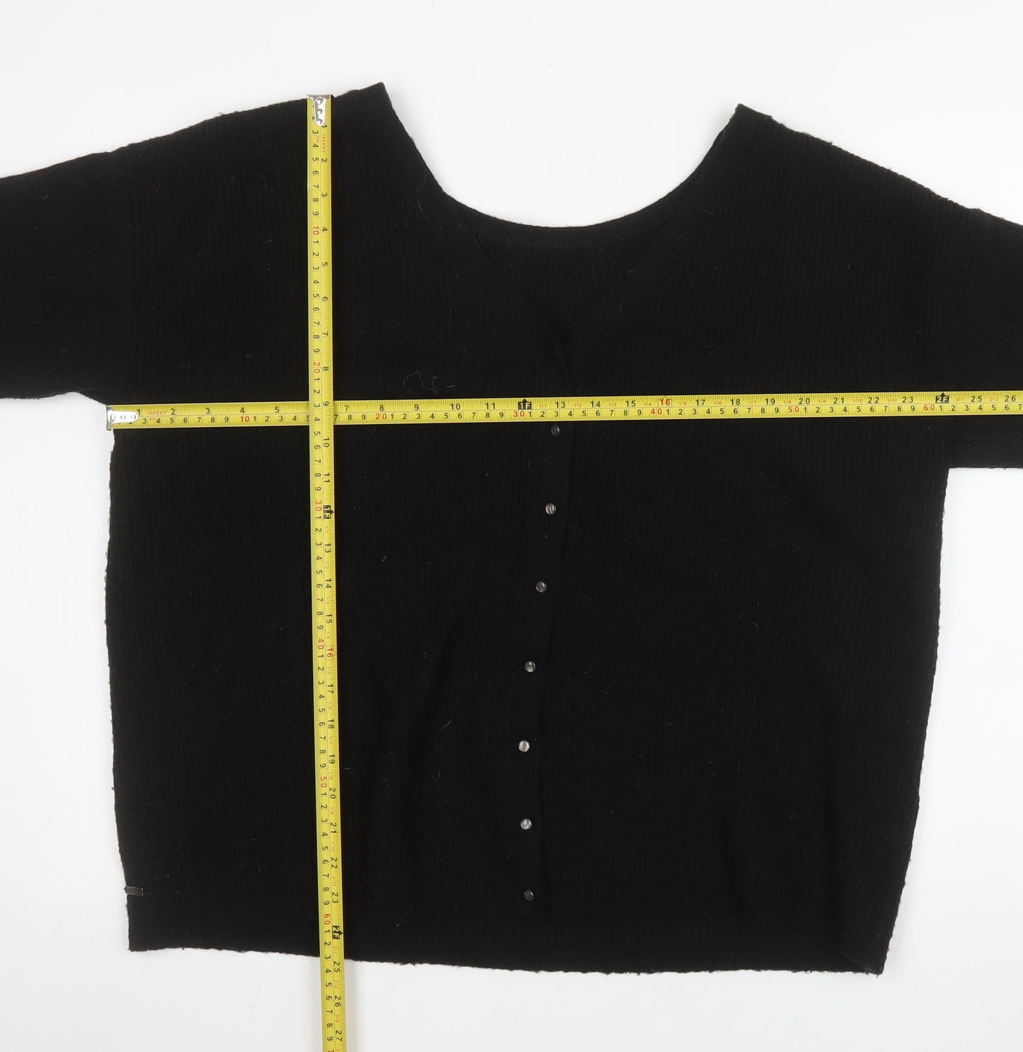 Joules Womens Black V-Neck Button Cardigan Size 18